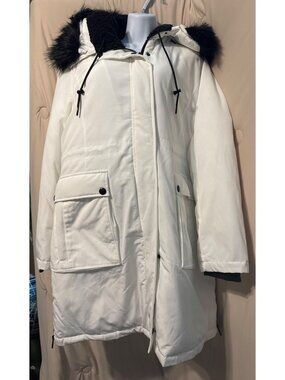 NWT Sam Edelman Faux Fur Trim Parka White XL